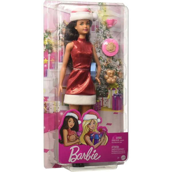 Barbie Weihnachtsmann-Puppe mit braunen Haaren – Festliche Edition 2023
