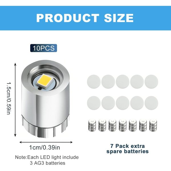 10 batteriebetriebene Mini-LED-Leuchten für Dekorationen, Modellbau und Weihnachtsbäume