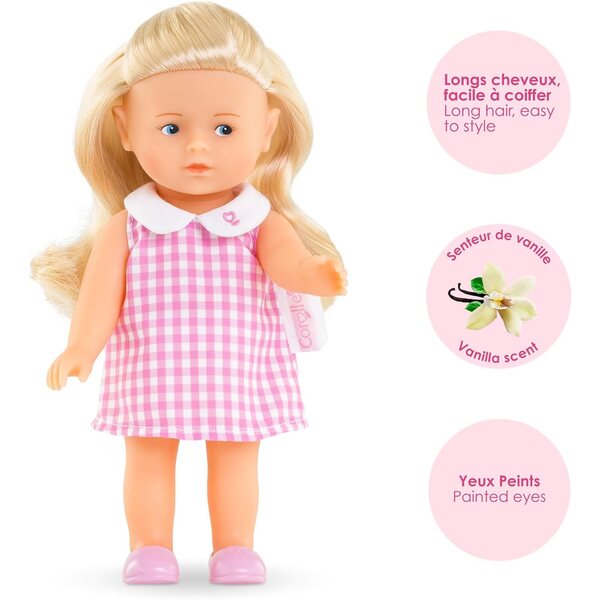 Corolle Mini Corollines Rosy 20 cm - Bambola morbida con profumo di vaniglia per bambini