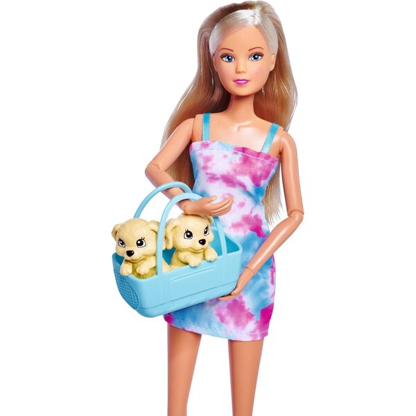 Steffi Love Hundebuggy mit Kinderwagen, 2 Hunde und Zubehör, 29 cm Puppe ab 3+ Jahren