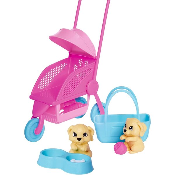 Steffi Love Hundebuggy mit Kinderwagen, 2 Hunde und Zubehör, 29 cm Puppe ab 3+ Jahren