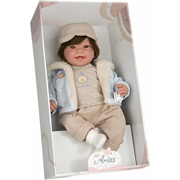 Bambola Elegance Zoe Beige 45 cm con Capelli e Meccanismo Risata - Arias
