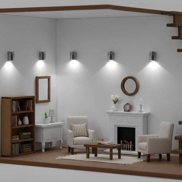 20 mini luci LED bianche per case delle bambole con adesivi e batterie integrate