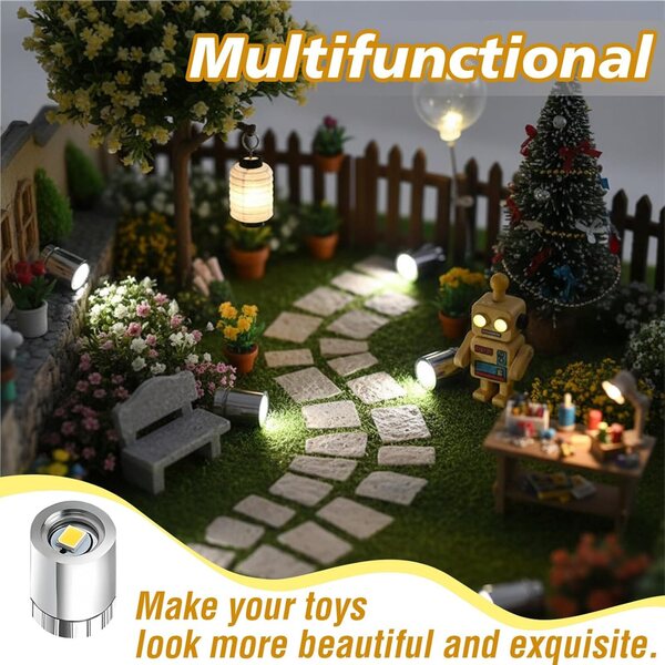 20 mini luci LED bianche per case delle bambole con adesivi e batterie integrate