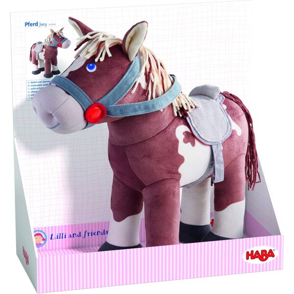 HABA Cavallo Joey con Accessori per Bambole, 35 cm, Giocattolo Morbido a 18 Mesi+