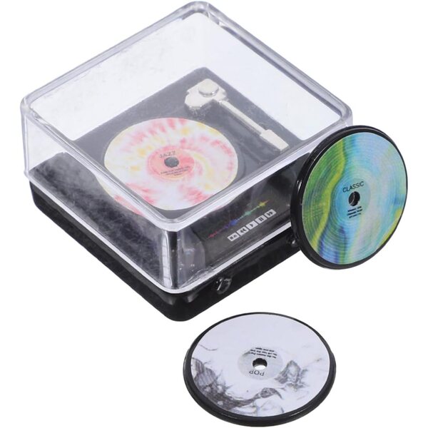 BESPORTBLE Mini giradischi per casa delle bambole, lettore CD vintage in lega realistica
