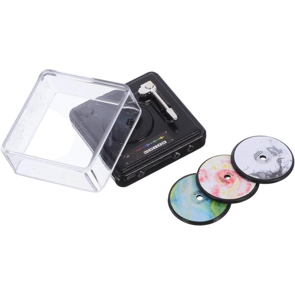 BESPORTBLE Mini giradischi per casa delle bambole, lettore CD vintage in lega realistica