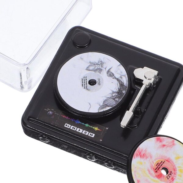 BESPORTBLE Mini giradischi per casa delle bambole, lettore CD vintage in lega realistica