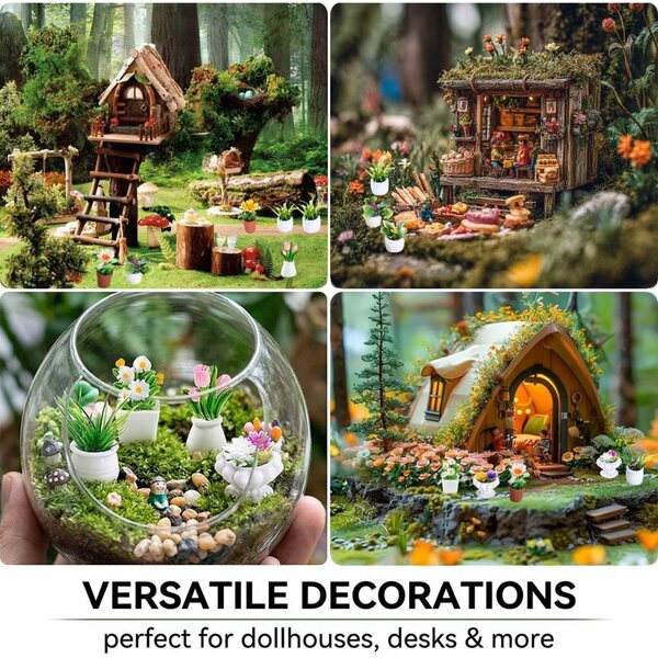 Set 10 Miniature Piante in Resina per Casa delle Bambole, Scrivania e Ufficio