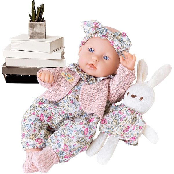 30 cm große realistische Puppe mit Blumen- und Spitzenkleidung, Schlafbegleiter für Kinder