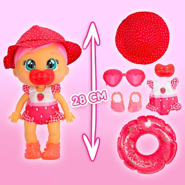 Cry Babies Fun N' Sun Ella – wasserdichte interaktive Puppe mit echten Tränen und Sommer-Accessoires