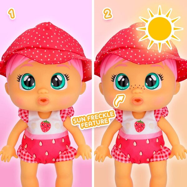 Cry Babies Fun N' Sun Ella – wasserdichte interaktive Puppe mit echten Tränen und Sommer-Accessoires