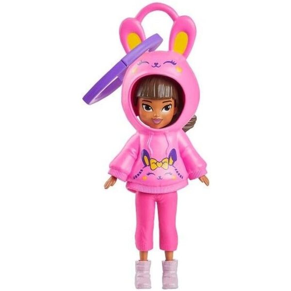 Polly Pocket Hoodie Friends Polly Rabbit Puppe 8 cm mit Clip für Mädchen ab 4 Jahren