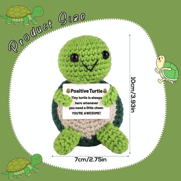 TOYMIS Mini grüne Häkelschildkröte – emotionales Spielzeug und motivierende Dekoration
