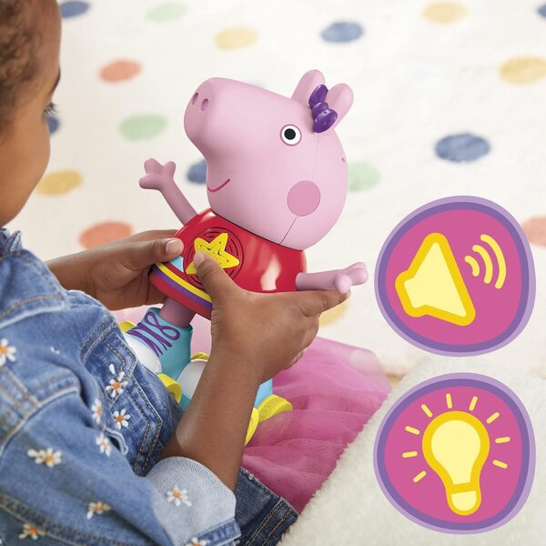 Hasbro Peppa Pig Roller Disco Peppa mit Lichtern, Musik und Bewegung, 11-Zoll-Puppen