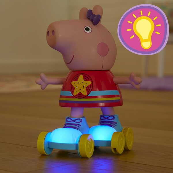 Hasbro Peppa Pig Roller Disco Peppa mit Lichtern, Musik und Bewegung, 11-Zoll-Puppen