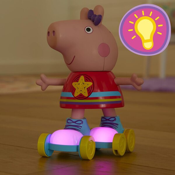 Hasbro Peppa Pig Roller Disco Peppa mit Lichtern, Musik und Bewegung, 11-Zoll-Puppen