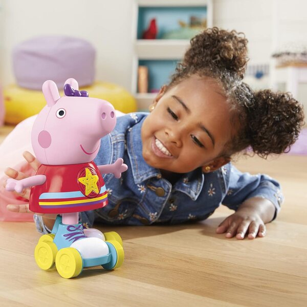 Hasbro Peppa Pig Roller Disco Peppa mit Lichtern, Musik und Bewegung, 11-Zoll-Puppen