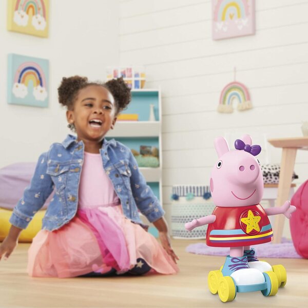 Hasbro Peppa Pig Roller Disco Peppa mit Lichtern, Musik und Bewegung, 11-Zoll-Puppen