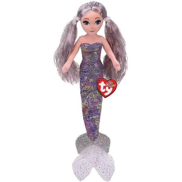 TY Mermaids 33cm Athena – Кукла русалка с дълга коса и блестящ костюм
