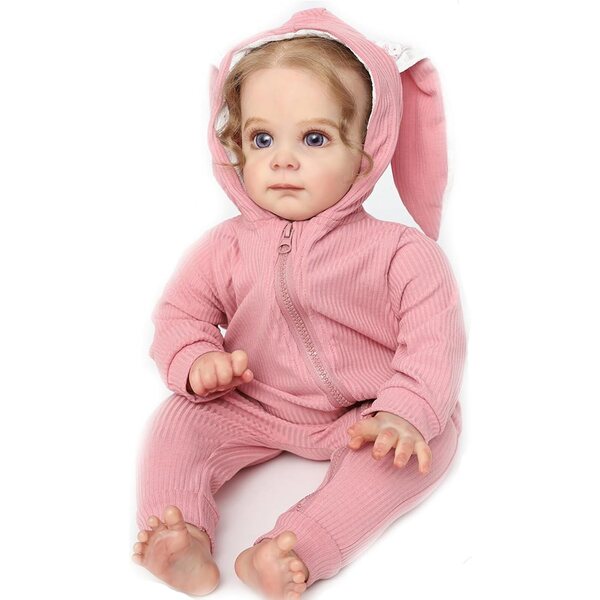 24-Zoll-Reborn-Puppe – realistische Neugeborene mit Körper aus Baumwolle und Silikon