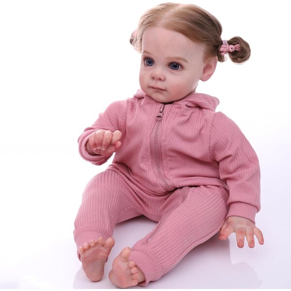 24-Zoll-Reborn-Puppe – realistische Neugeborene mit Körper aus Baumwolle und Silikon