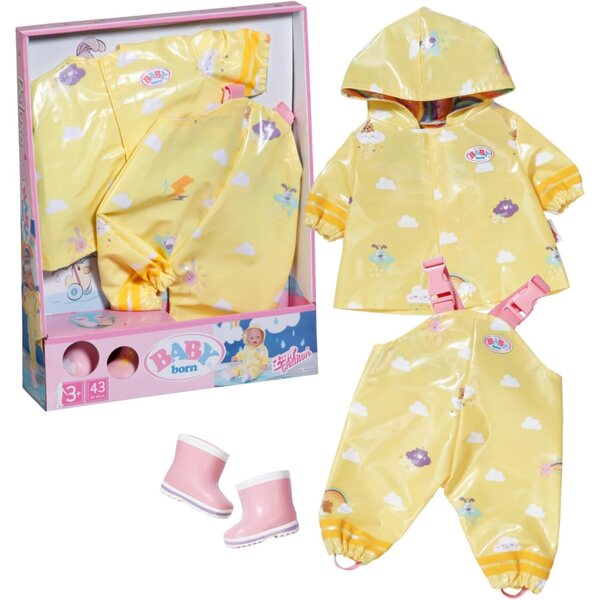 BABY born Deluxe Completo Pioggia per Bambole 43 cm: Impermeabile, Pantaloni e Stivali