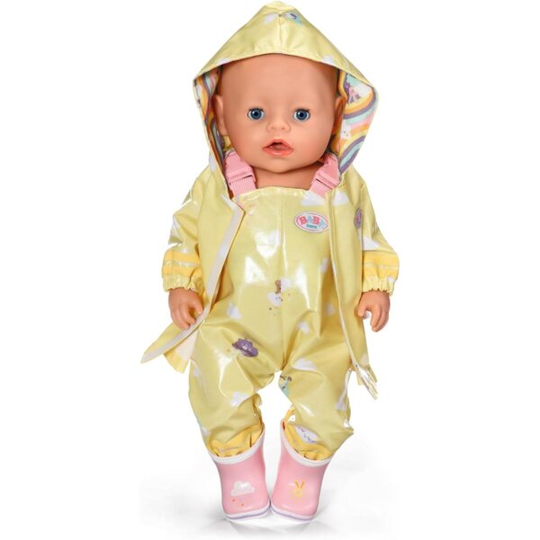 BABY born Deluxe Completo Pioggia per Bambole 43 cm: Impermeabile, Pantaloni e Stivali