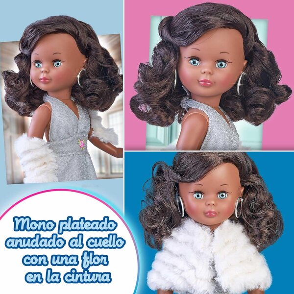 Nancy High School Collection 1977 Nachdruck 42 cm große Puppe mit silbernem Outfit und weißem Schal