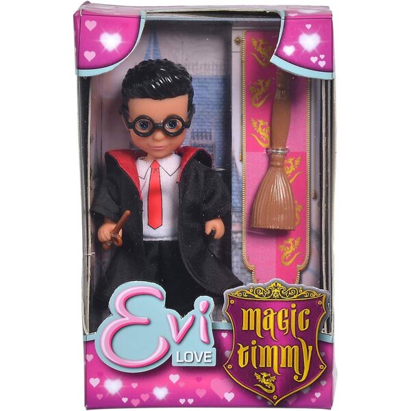 Smoby Evi Love Timmy Magic – 12 cm große Zaubererpuppe mit Zauberstab und Besen