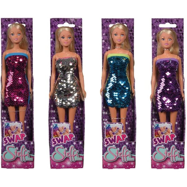Simba Bambola Steffi Love Swap 29 cm con Abito Paillettes – Gioco Sicuro 3+