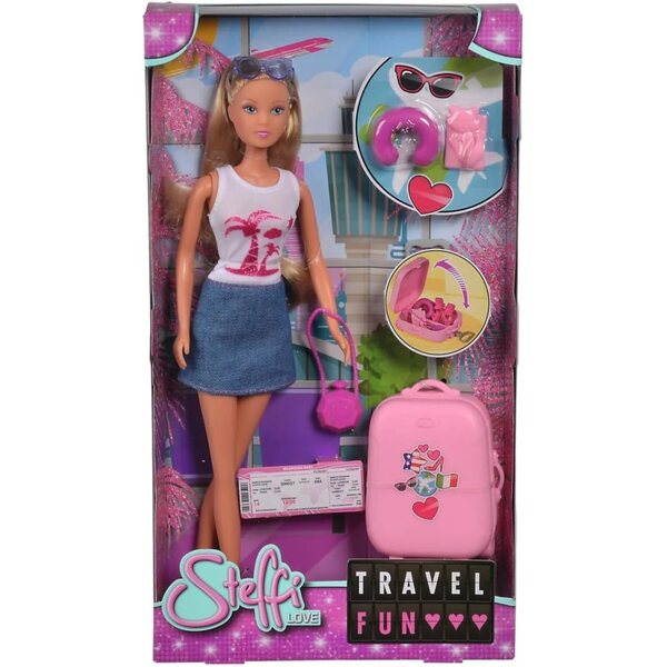 Steffi Love Travel Fun con Trolley e Accessori Viaggio - Bambini 3+ Anni