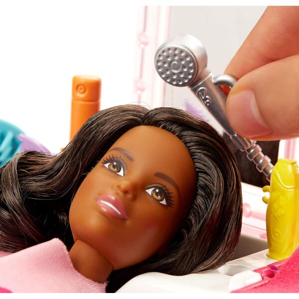 Afroamerikanische Barbie mit Schönheitssalon-Spielset und Zubehör – Spiel für Kinder ab 3 Jahren