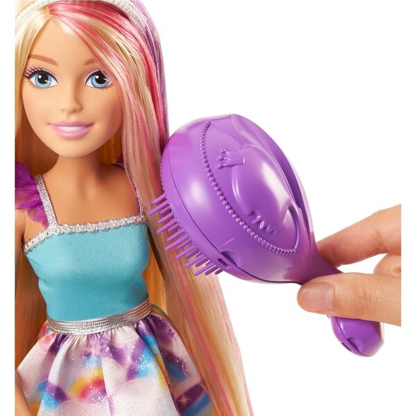 Barbie Dreamtopia 43 cm Blonde Puppe mit Regenbogenkleid und Haarschmuck