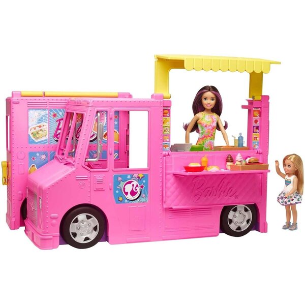 Barbie-Restaurant mit 3 Puppen und über 30 bunten Accessoires Mattel GWJ58
