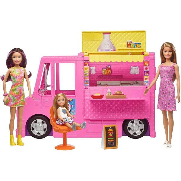 Barbie-Restaurant mit 3 Puppen und über 30 bunten Accessoires Mattel GWJ58