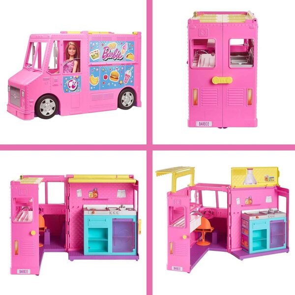 Barbie-Restaurant mit 3 Puppen und über 30 bunten Accessoires Mattel GWJ58