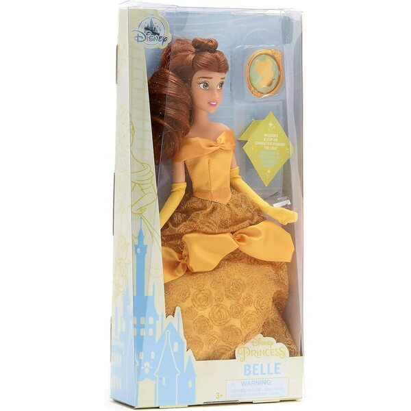 Disney Die Schöne und das Biest Belle, 28 cm große Puppe mit Satinkleid und Anhänger
