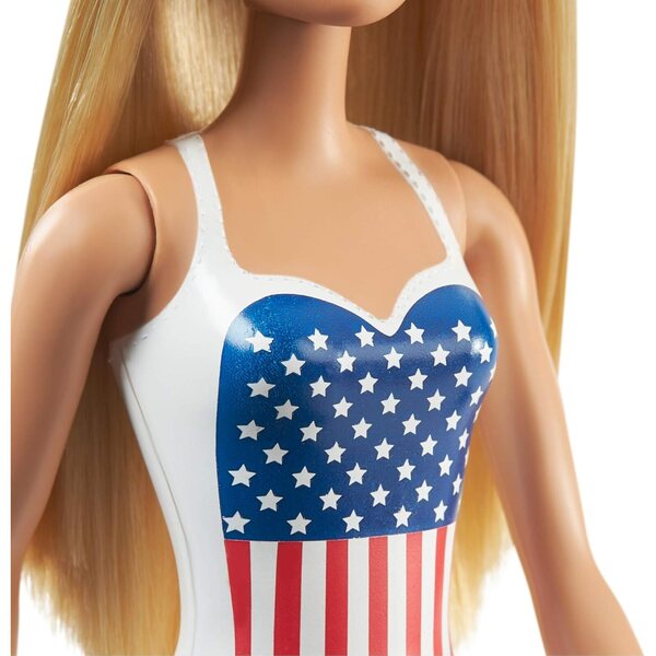 Blonde Barbie-Puppe im USA-Flaggen-Kostüm, Sommerspielzeug für Kinder ab 3 Jahren