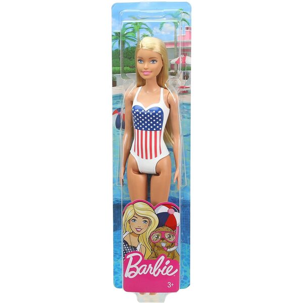 Blonde Barbie-Puppe im USA-Flaggen-Kostüm, Sommerspielzeug für Kinder ab 3 Jahren