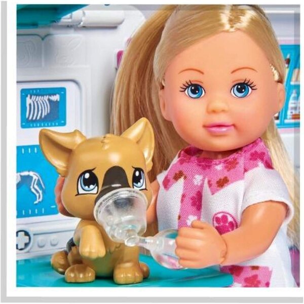 Evi Love Auto Veterinary 2 in 1 mit Puppe, Tieren und Smoby-Zubehör
