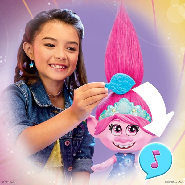 Bambola Poppy Trolls 2 con Capelli Ballanti e Musica Interattiva Hasbro
