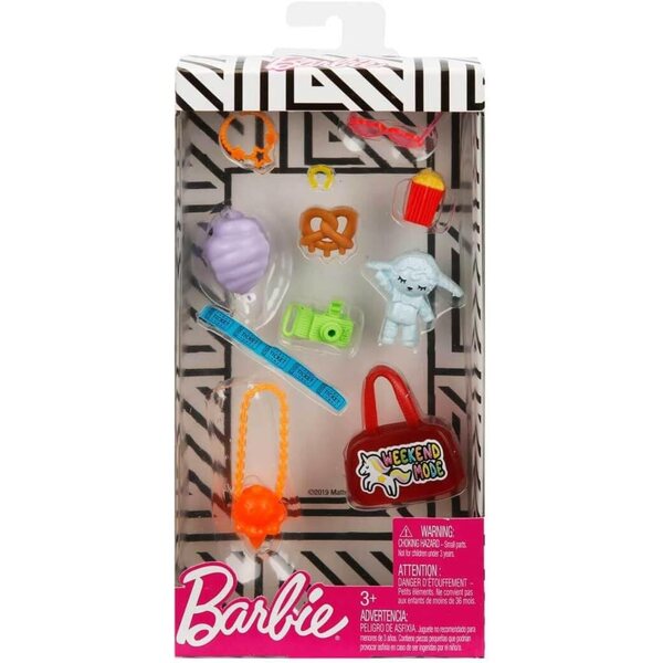 Barbie Mattel Weekend Modeaccessoires-Set, 11-teilig, Outfits und Schmuckpuppen