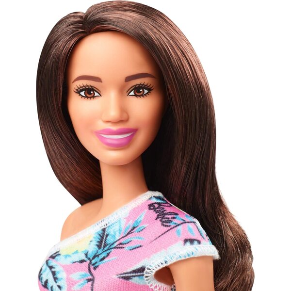 Barbie Beautiful Pink Flowery Dress abito tropicale con scarpe colorate Mattel