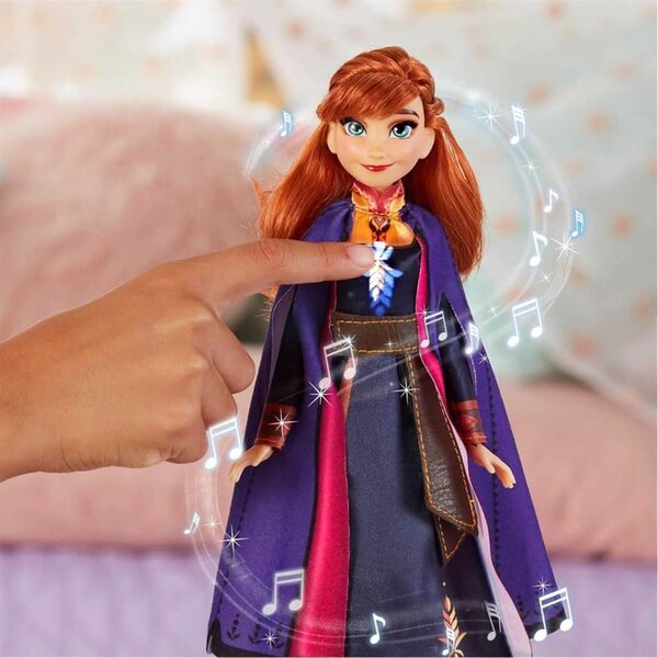 Anna Frozen 2 singende Puppe mit lila Kleid und Lichtern, Disney-Spielzeug für Kinder