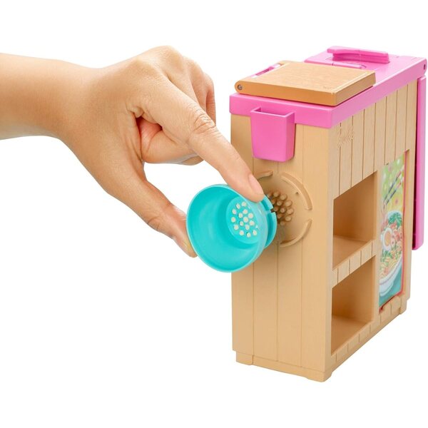 Barbie Nudelbank-Spielset mit Puppe und Küchenzubehör für Kinder ab 3 Jahren