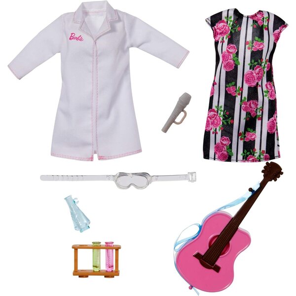 Barbie Careers Surprise Kleider, afroamerikanische Puppe mit 2 Kleidungsstücken und Accessoires für Kinder ab 3 Jahren
