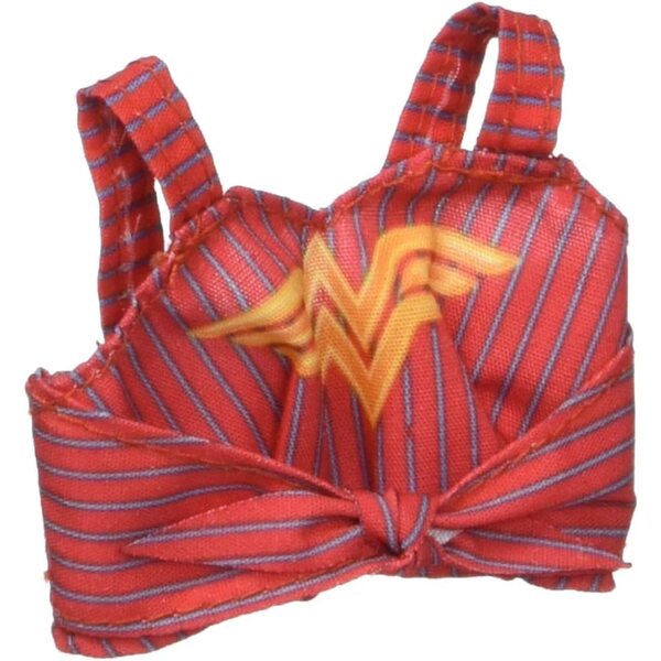 Barbie Wonder Woman Canotta Rosso e Oro con Logo, Abbigliamento Bambole 3-8 Anni