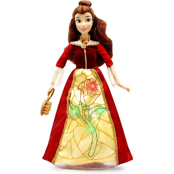 Bambola Belle Disney Premium 11" con Abito Luminoso e Suoni Magici
