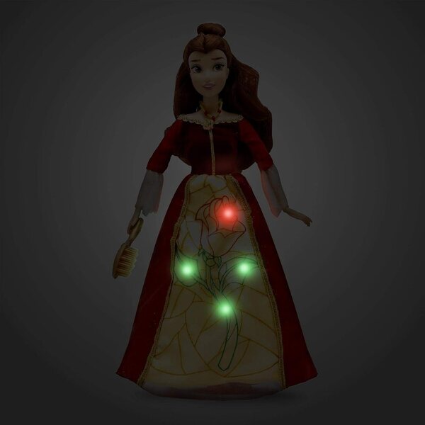 Bambola Belle Disney Premium 11" con Abito Luminoso e Suoni Magici